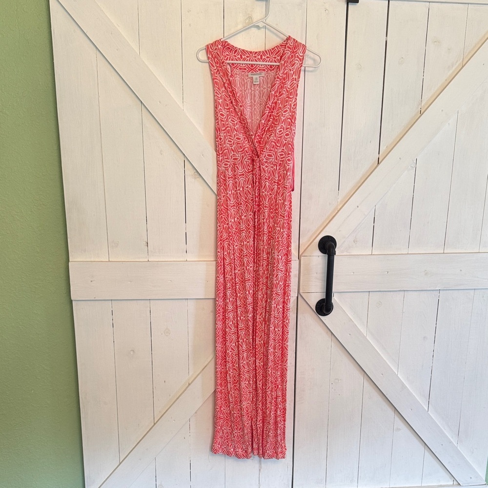 Motherhood Maternity Coral and White Patterned Dress